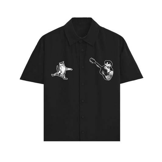 "Whimsy" - Oversized Black Shirt